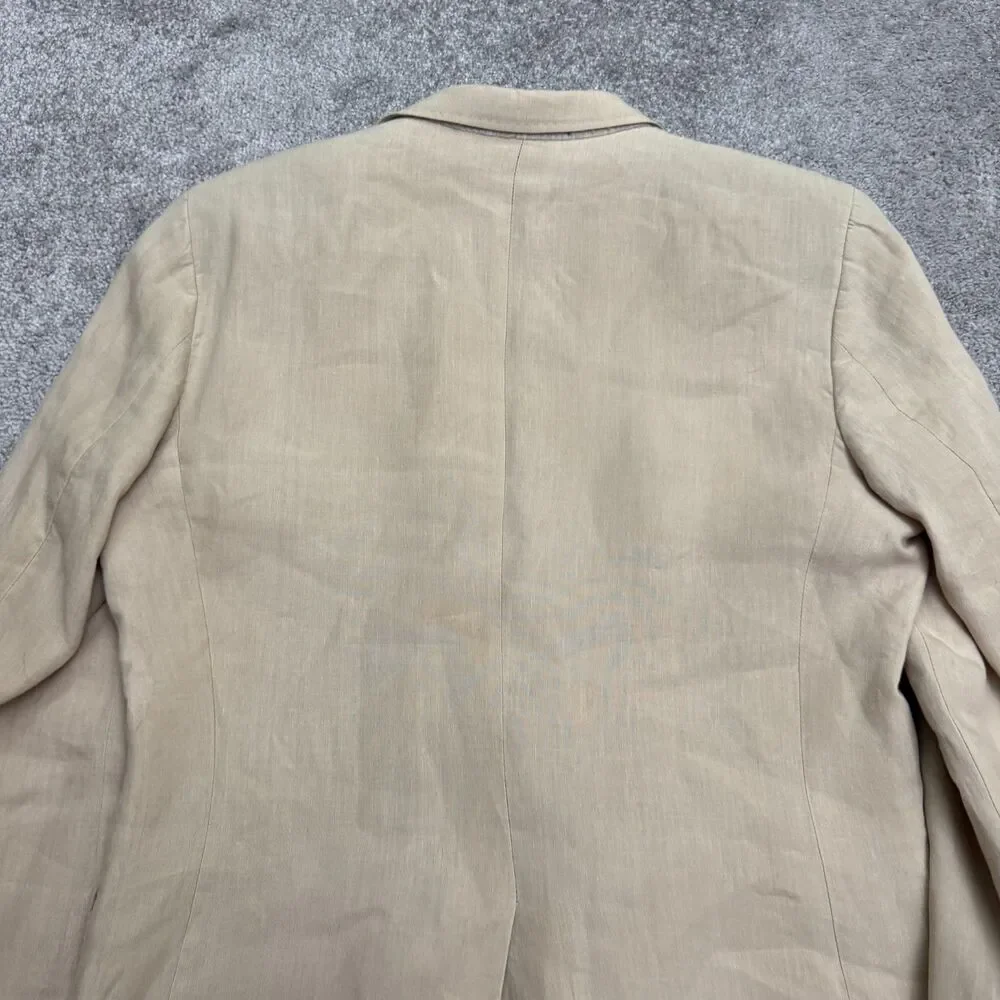 Milano Fratelli Ormezzano Two Button Blazer Men 40R Beige 100% Linen Sport Coat